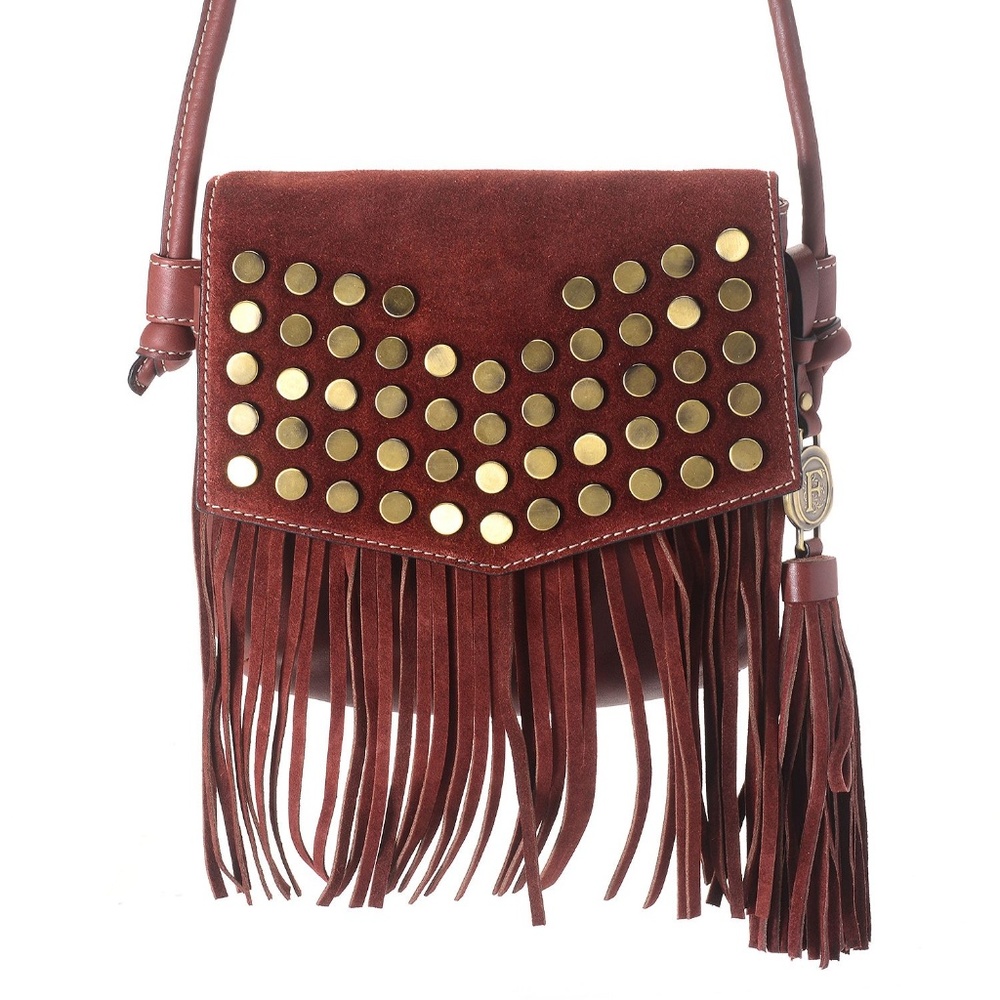 Firenze Bella Fringe Flap Leather Crossbody Bag